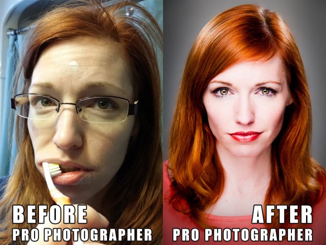 Before and After professional photographer glamor portrait lighting and photoshop jp danko totonto commercial photographer