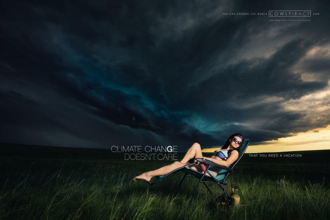 "Climate doesn't care | that you need a vacation"