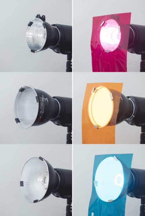 using clips to mount gels on strobes