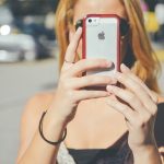 A woman with iphone