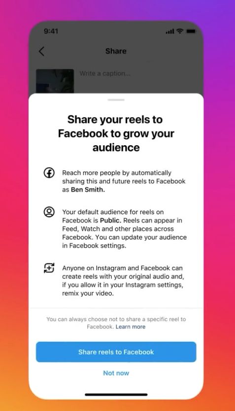 cross-post instagram reels facebook