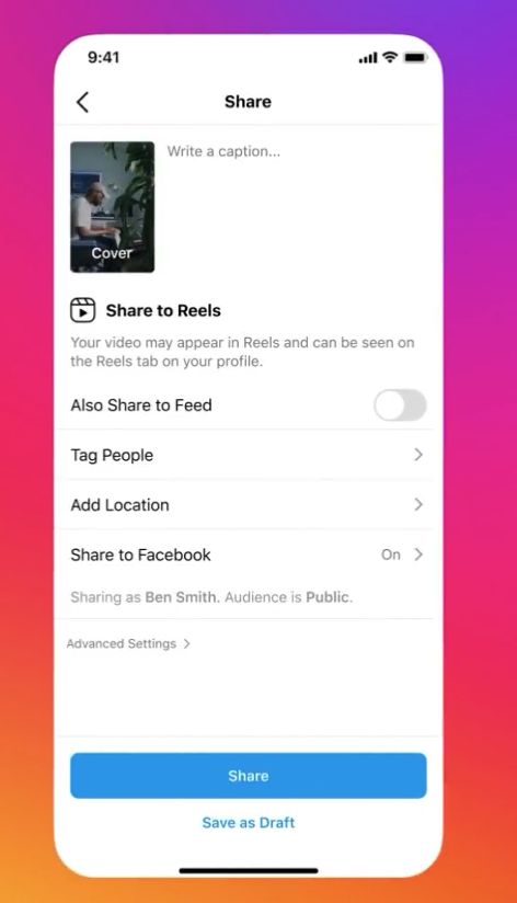 cross-post instagram reels facebook