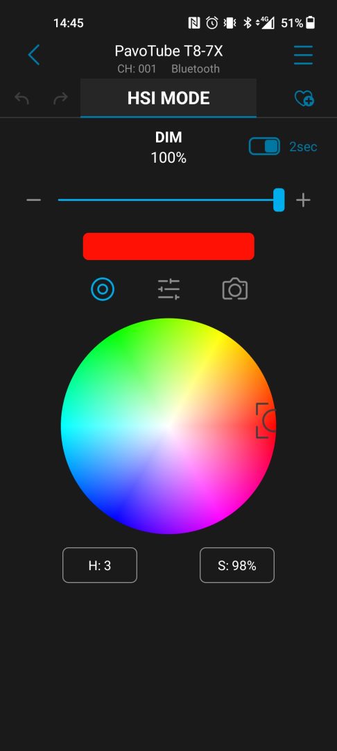 Nanlite PavoTube T8-7X tube light review - App: HSI mode