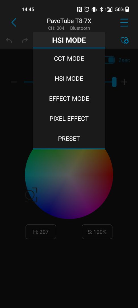 Nanlite PavoTube T8-7X tube light review - App: mode selection