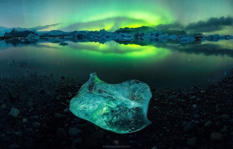 Aurora Over Glacier Lagoon in Iceland By Sean Parker