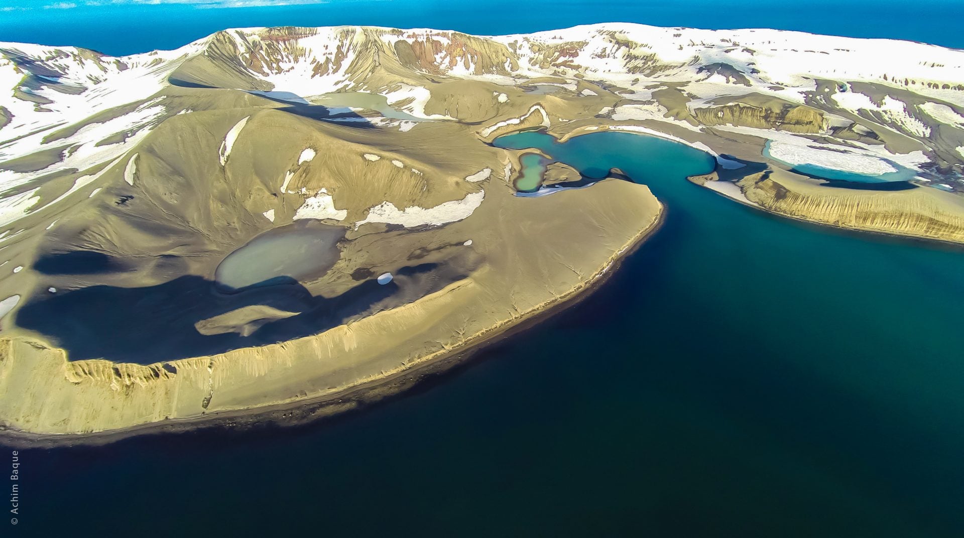 Rare aerial footage of Deception Island, Antarctica.