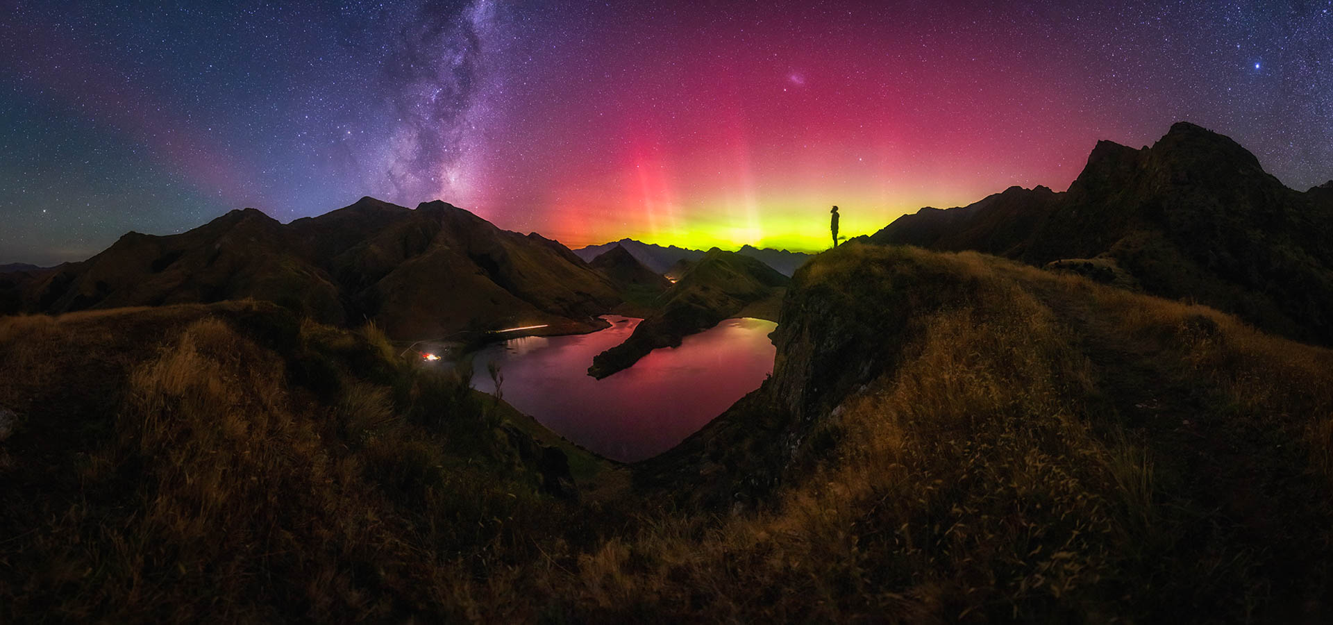 aurora and milky way