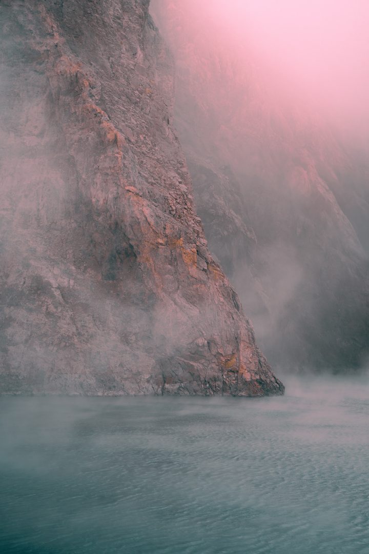 Ijen - mountain in pink smoke