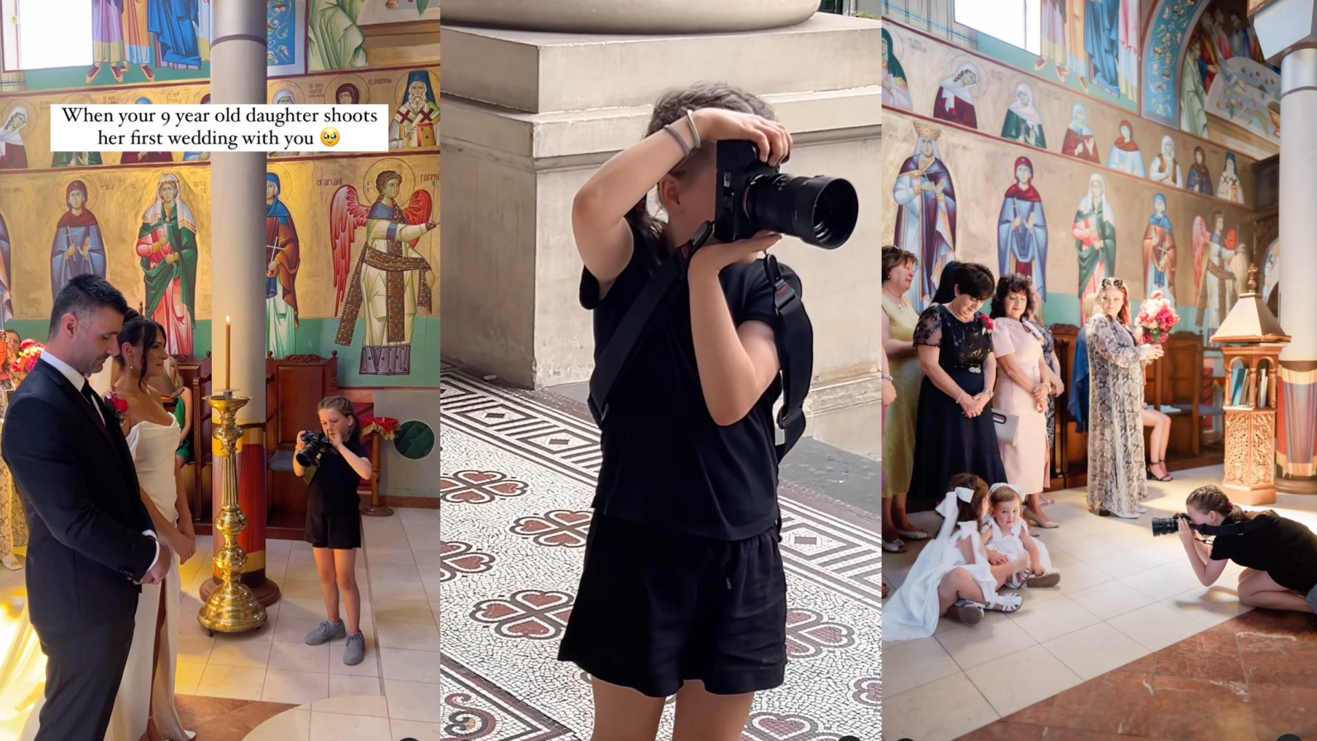 Wedding photographer's 9-year-old daughter is his second shooter