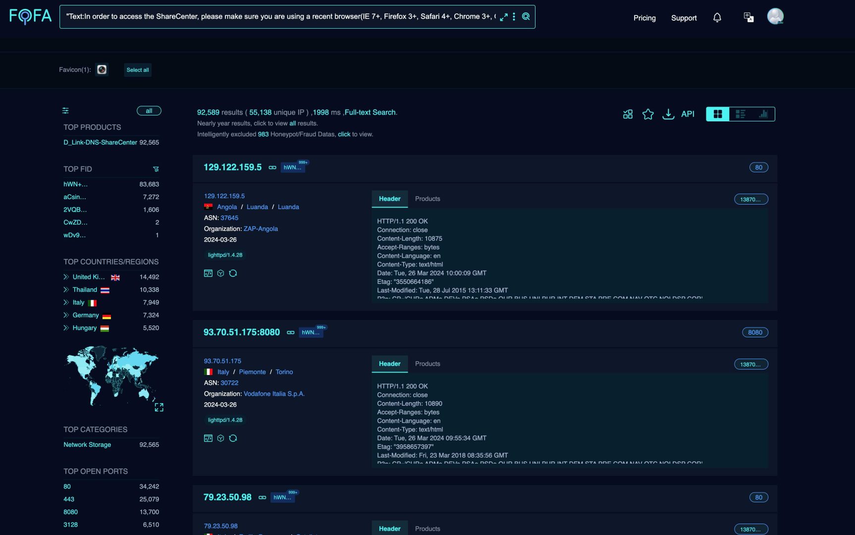 D-Link NAS Exploits - 92,000 vulnerable systems