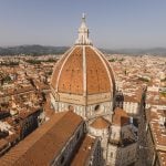 An aerial shot of the Cathedral of Santa Maria del Fiore in Italy