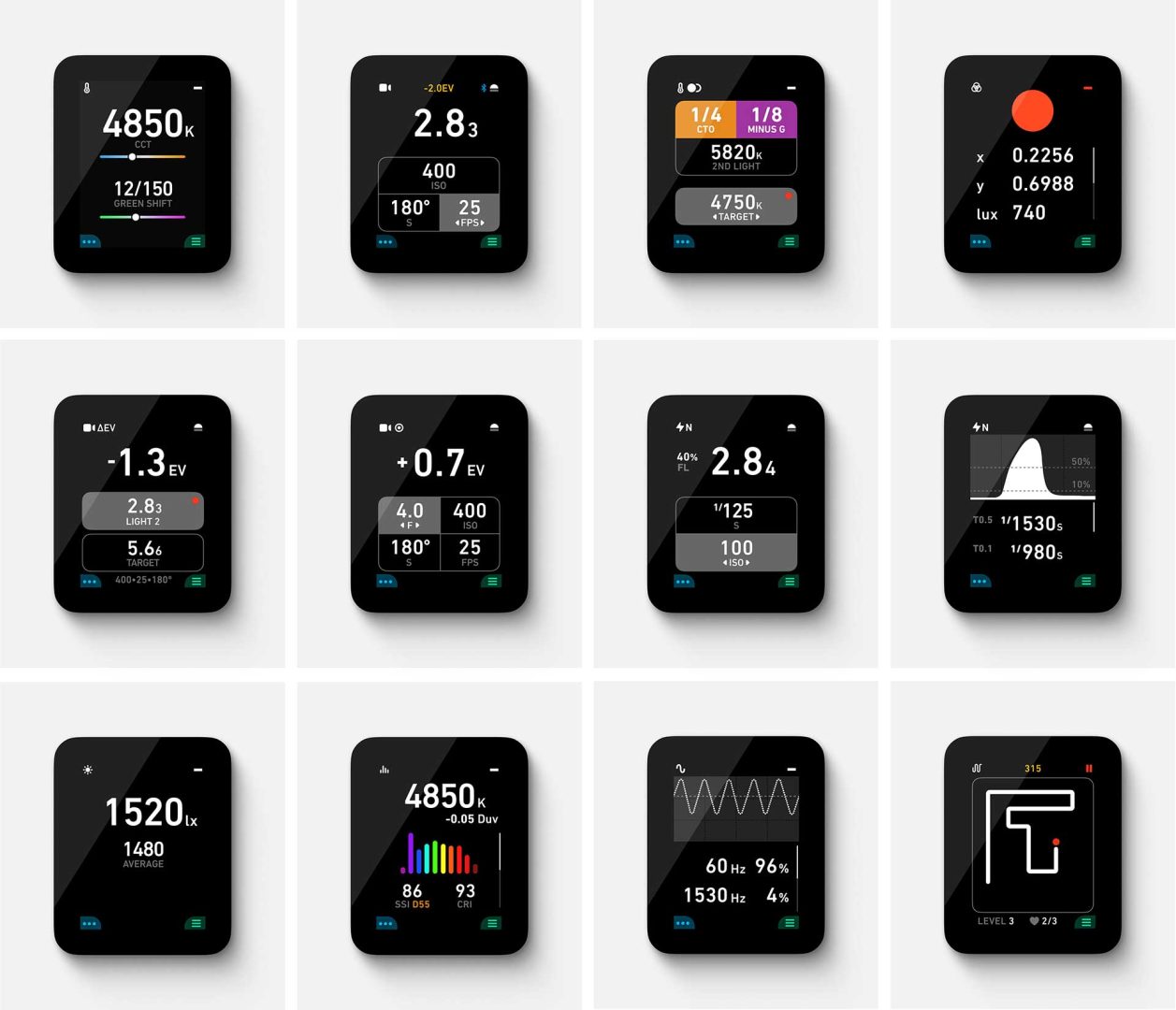 The Lit Duo 1 Light and Colour Meter metering modes