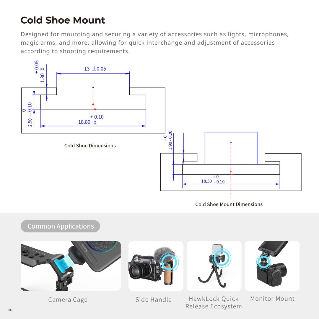 SmallRig open standard for accessories design - Cold shoe mount