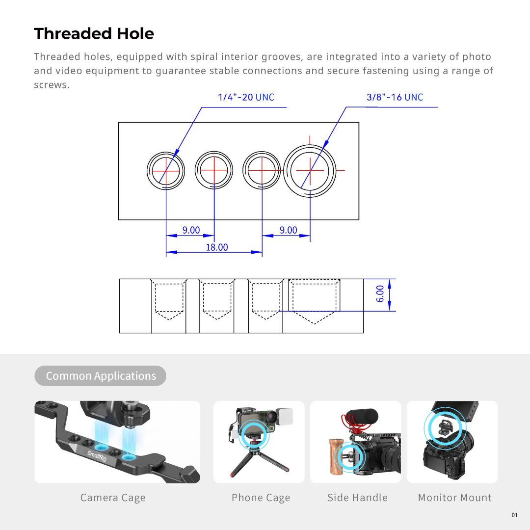SmallRig open standard for accessories design - threaded hole