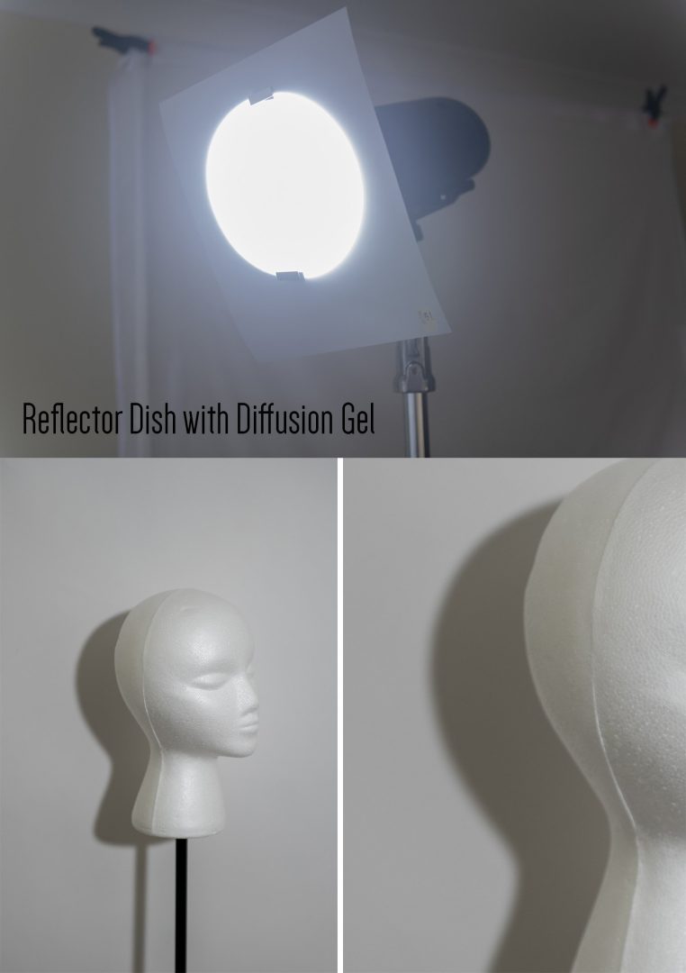 Refining hard light and avoiding double shadows - Reflector Dish with Diffusion Gel