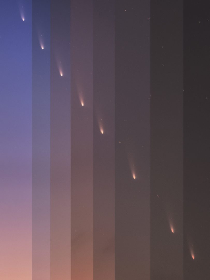A closer look reveals the coma and the tail of the comet