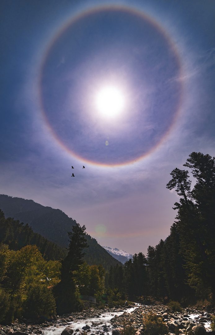 Solar halo captured from Kashmir, India. Image Credit: Basudeb Chakrabarti, Soumyadeep Mukherjee
