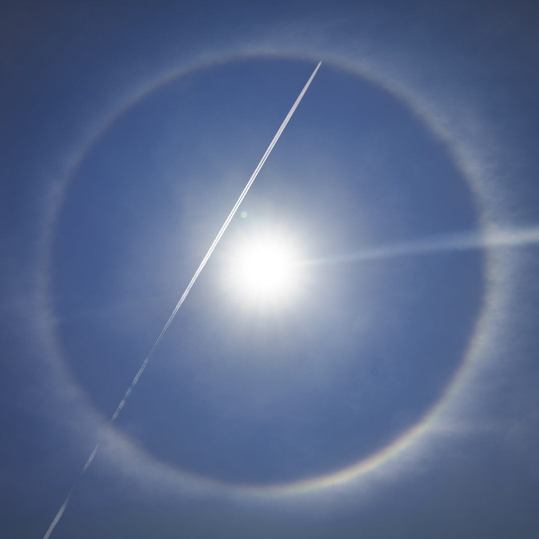 Capturing solar halos with contrails is fun