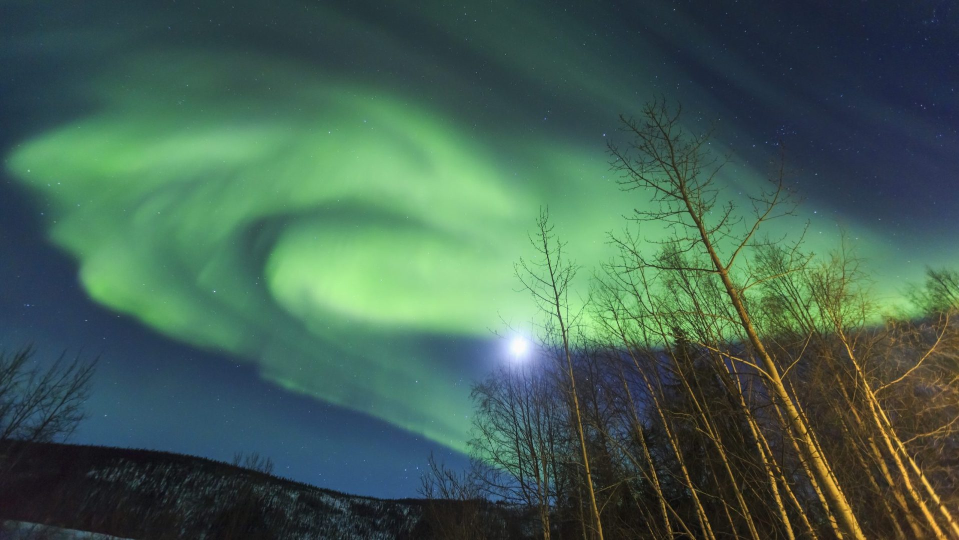 Aurora borealis, Northern Lights near Chena Resort, near Fairbanks, Alaska