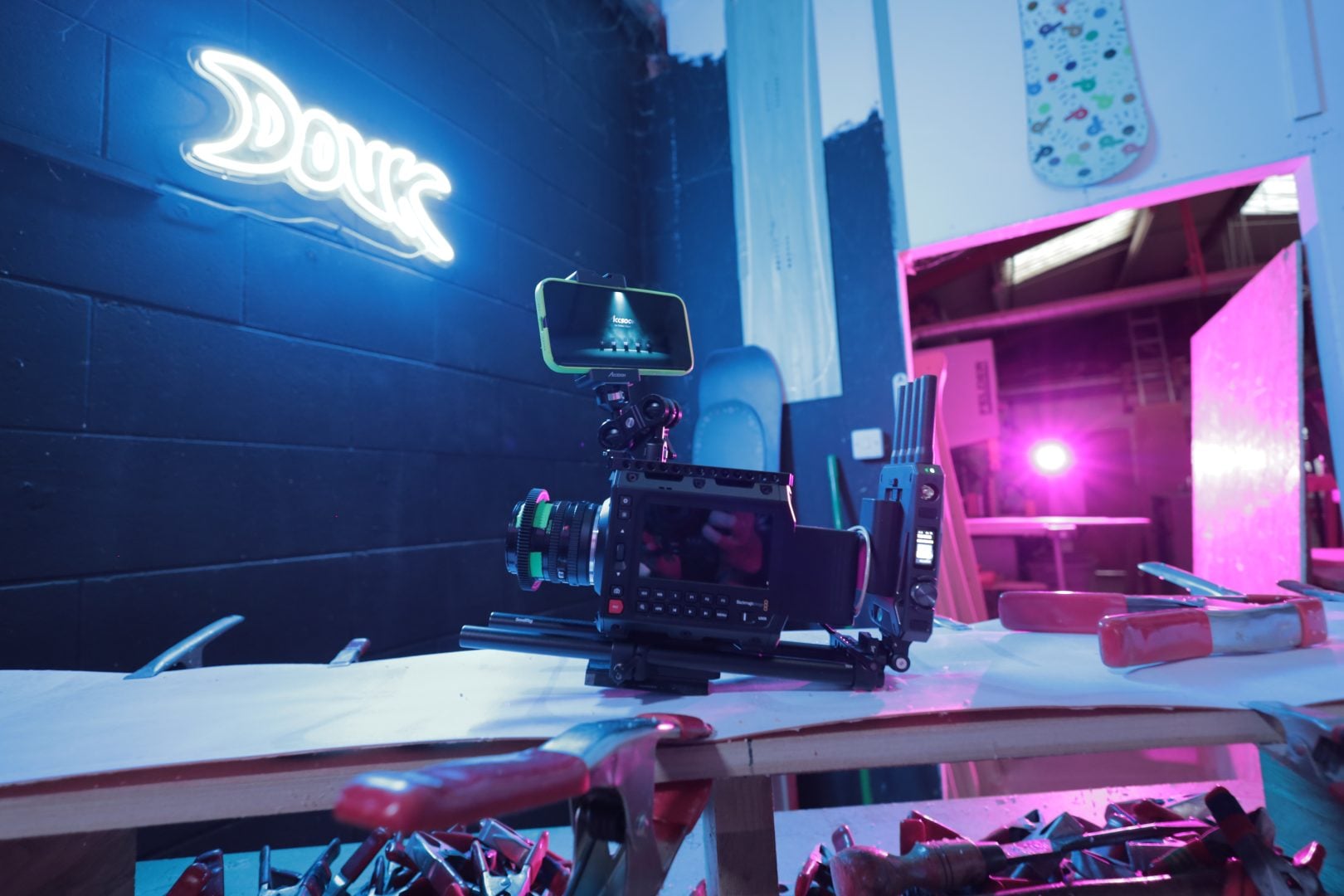 Accsoon CineView Master 4K  mounted on the Blackmagic PYXIS in the studio