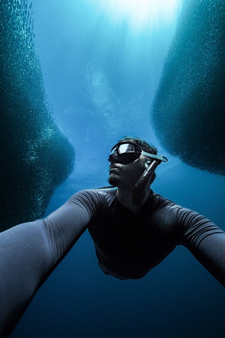 This award winning photographer free dives for the perfect shot
