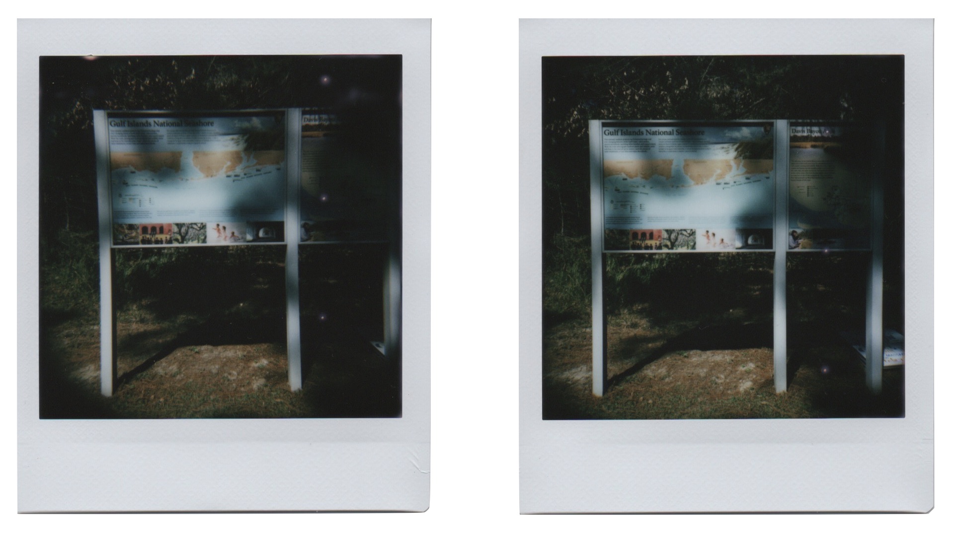 two Instax prints with a 75mm lens