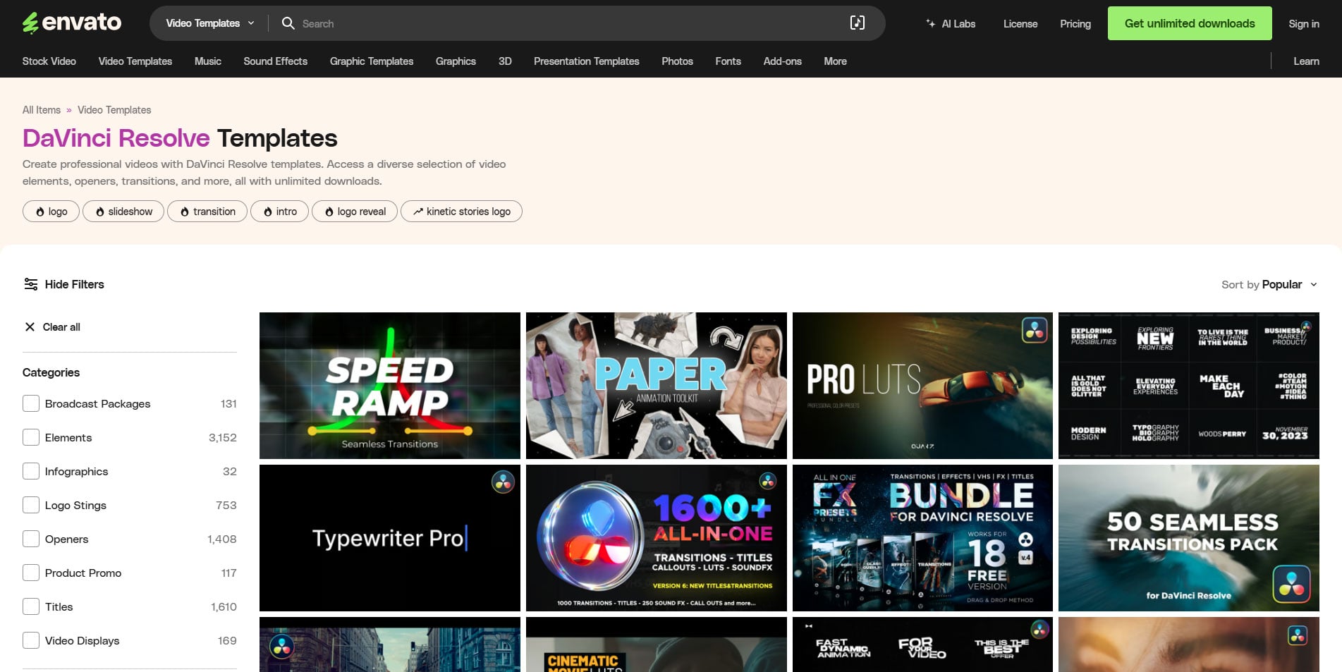 Envato DaVinci Resolve Video Templates