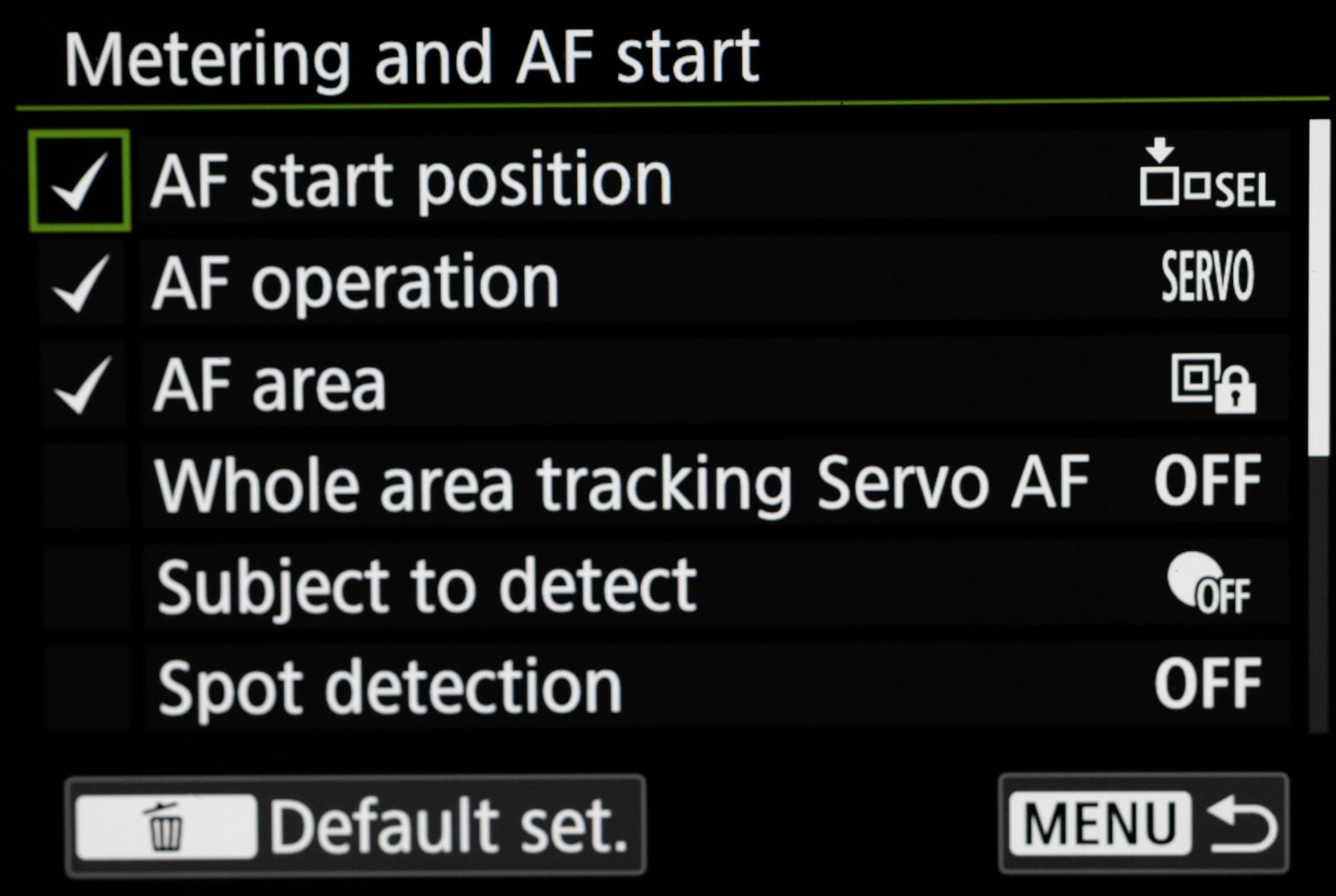 best settings for canon