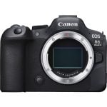 Front view of the Canon EOS R6 Mark II camera body, showing its full-frame sensor and lens mount.