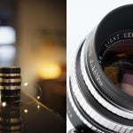 Side-by-side images of a vintage-style Light Lens Lab camera lens.