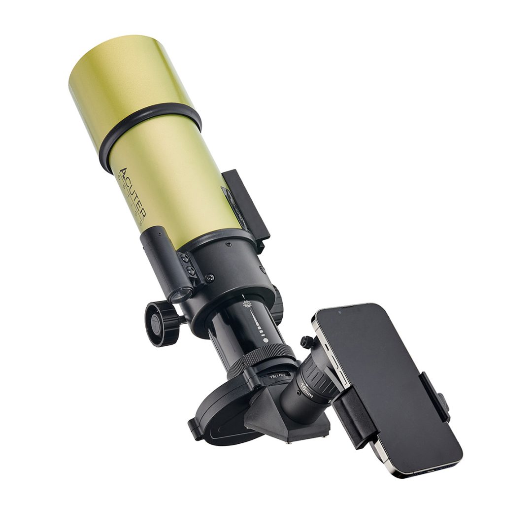 A smartphone can be attached to the telescope