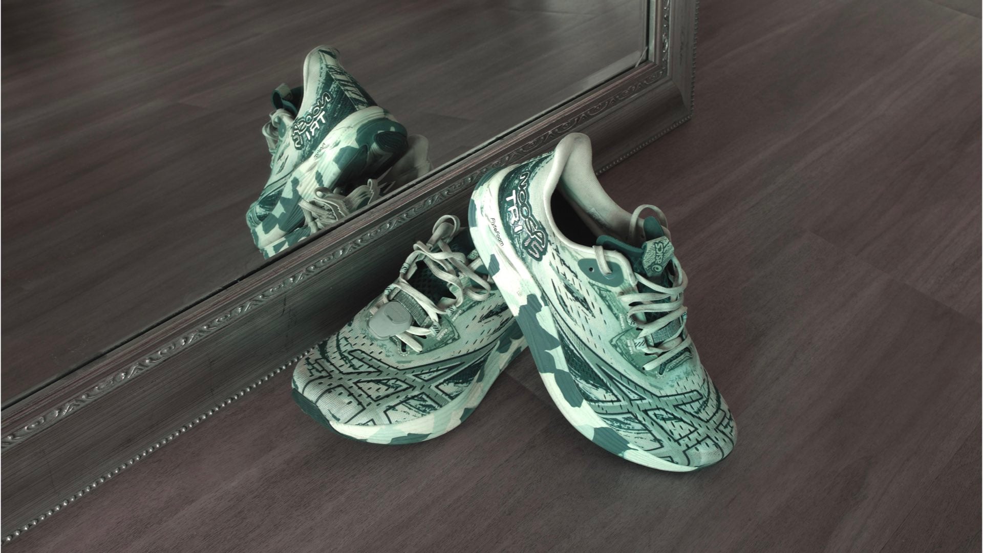 Handmade color pair of running shoes