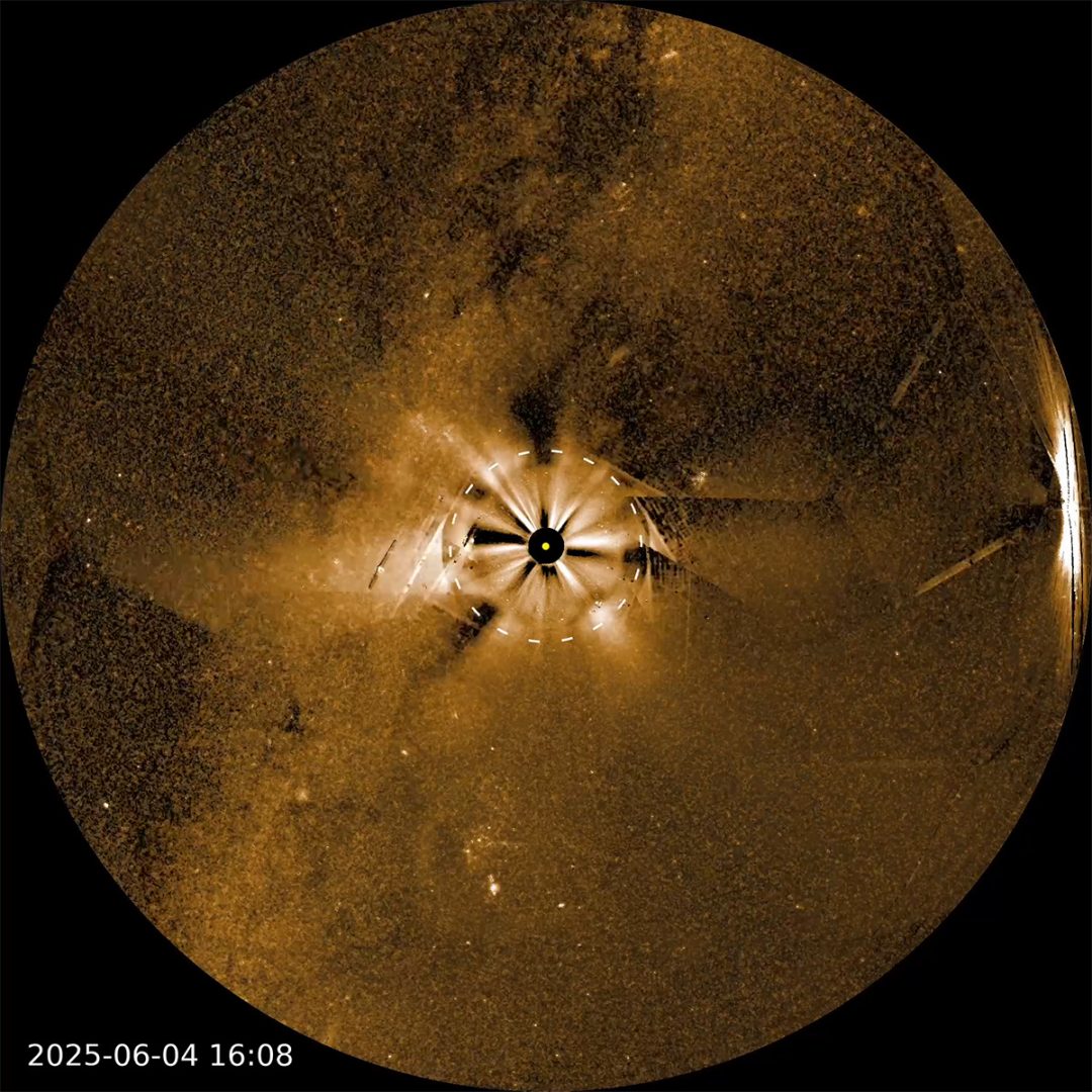 The constellation Orion is visible at the bottom left, Venus can be seen at the far right, and Jupiter is to the left of center. Credit: NASA/SwRI