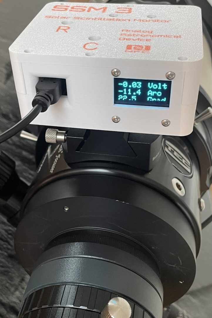 The monitor mounted on a telescope