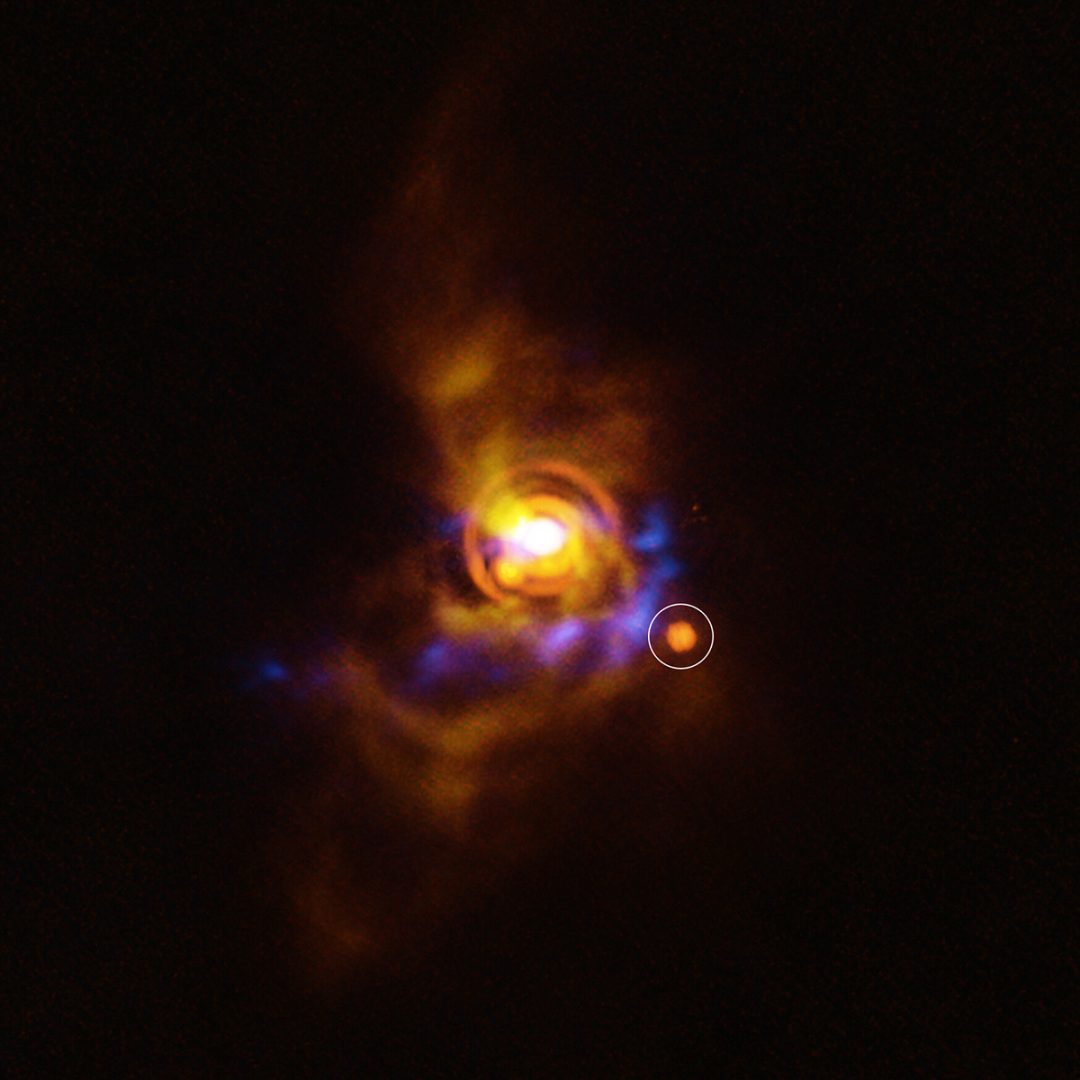 A possible companion in the disc of the star V960 Mon. Credit: ESO/A. Dasgupta/ALMA (ESO/NAOJ/NRAO)/Weber et al.