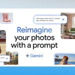 A collection of edited photos showcasing how Gemini can reimagine images, including a person dressed as a matador and a room transformed with modern furniture.