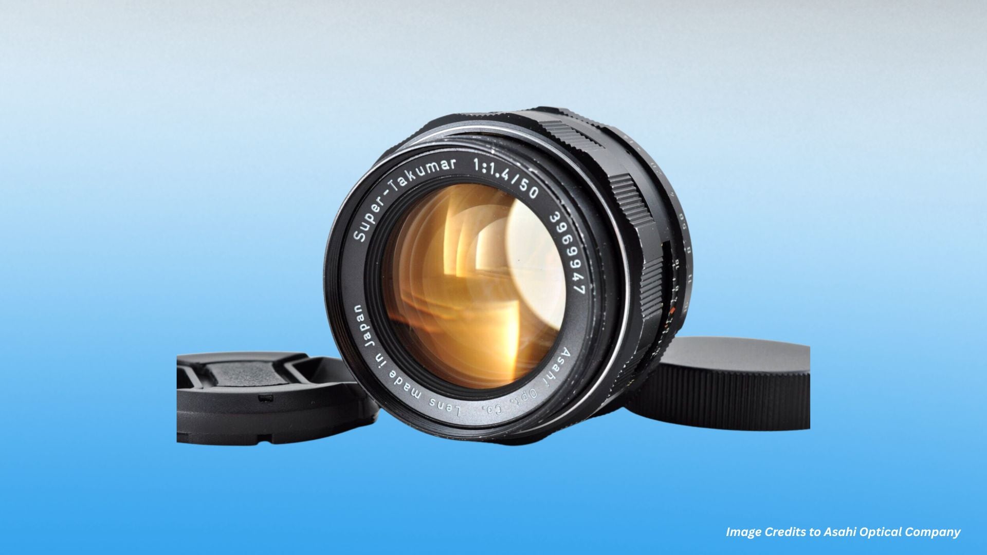 A close-up of the renowned Super-Takumar 50mm f/1.4 lens, a vintage masterpiece that has become a legend in the world of photography for its sharpness and color rendering.