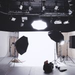 A studio setup with diffused light for clear and well-lit white background product shots.