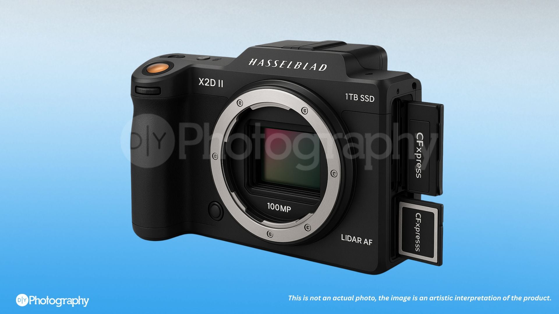 A detailed close-up of the Hasselblad X2D II camera body, focusing on its modern design and premium build.