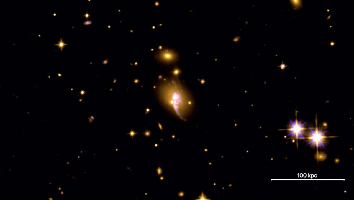 Hubble's image of the galaxy cluster CHIPS1911+4455. Credit: NASA / ESA / Hubble Heritage Team