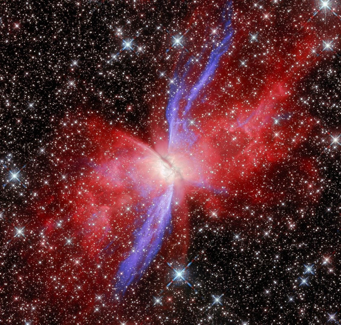 A near-infrared image of the Butterfly Nebula by Hubble. Credit: ESA/Webb, NASA & CSA, J. Kastner, M. Zamani (ESA/Webb)