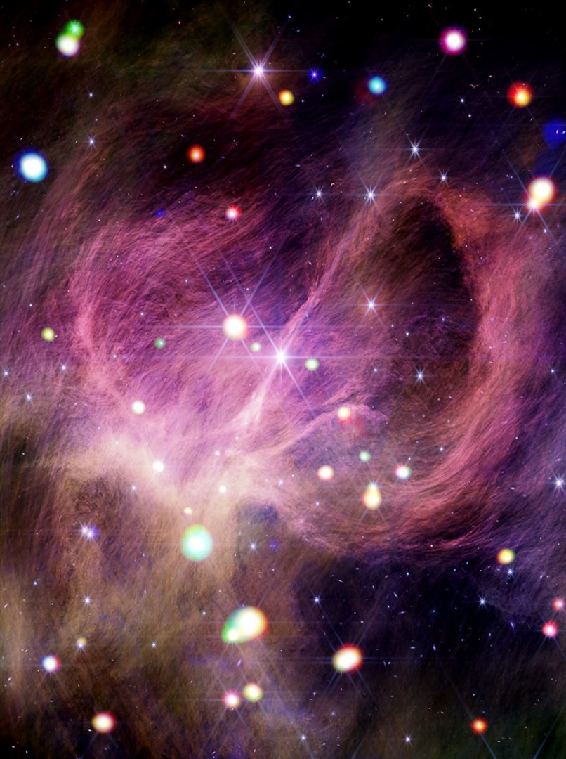 IC 348 is a star-forming region in our Milky Way galaxy. Credit: X-ray: NASA/CXC/SAO; Infrared: NASA/ESA/CSA/STScI; Image Processing: NASA/CXC/SAO/J. Major