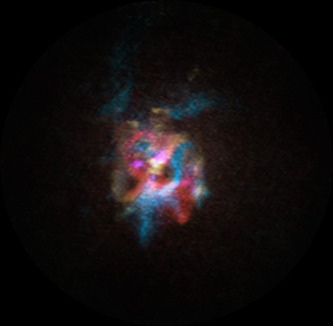 This is the largest cloud of ejected material to have been found around a supergiant star, at an enormous 1.4 light years across. Astronomers studied this star, Stephenson 2 DFK 52, with the Atacama Large Millimeter/submillimeter Array (ALMA) while studying other supergiants in its vicinity. Credit: ALMA(ESO/NAOJ/NRAO)/M. Siebert et al.