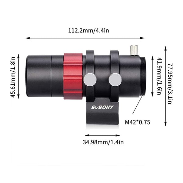 Dimensions of the guide scope