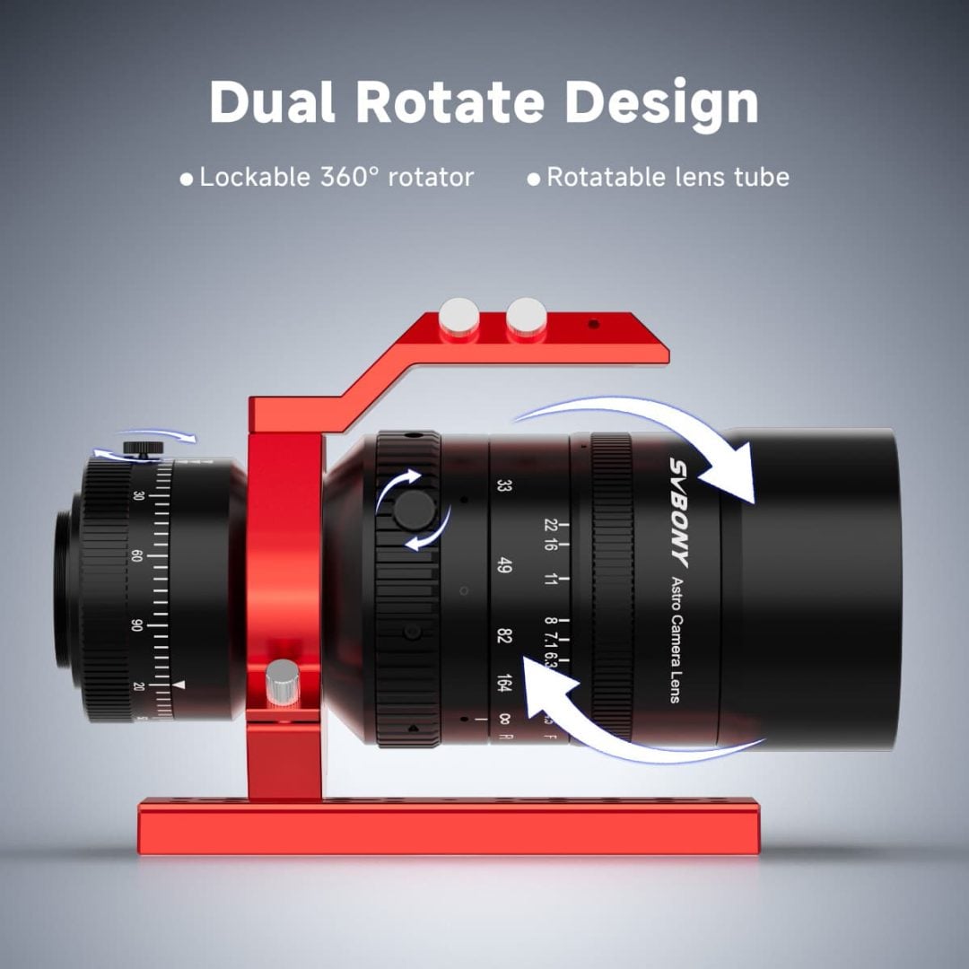It features a dual-rotating design to frame your subject perfectly