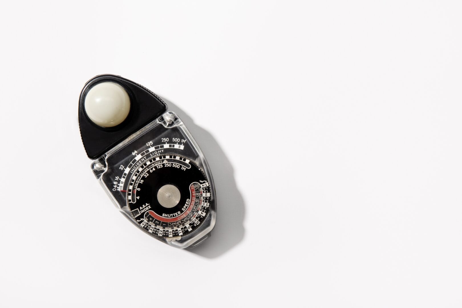 Vintage Photometer used for cinematography and photography isolated on gray background. Copy space