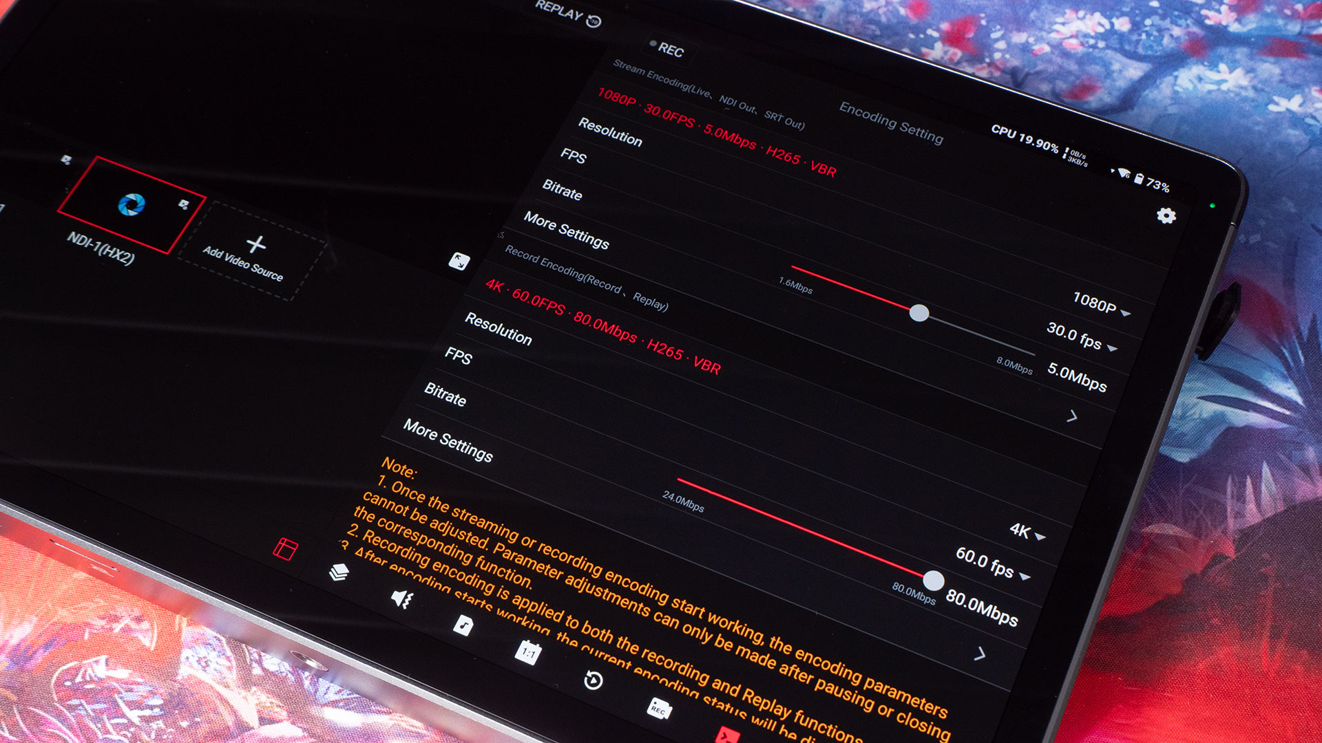 YoloBox Extreme Separate Bit Rates for Streaming and Saving