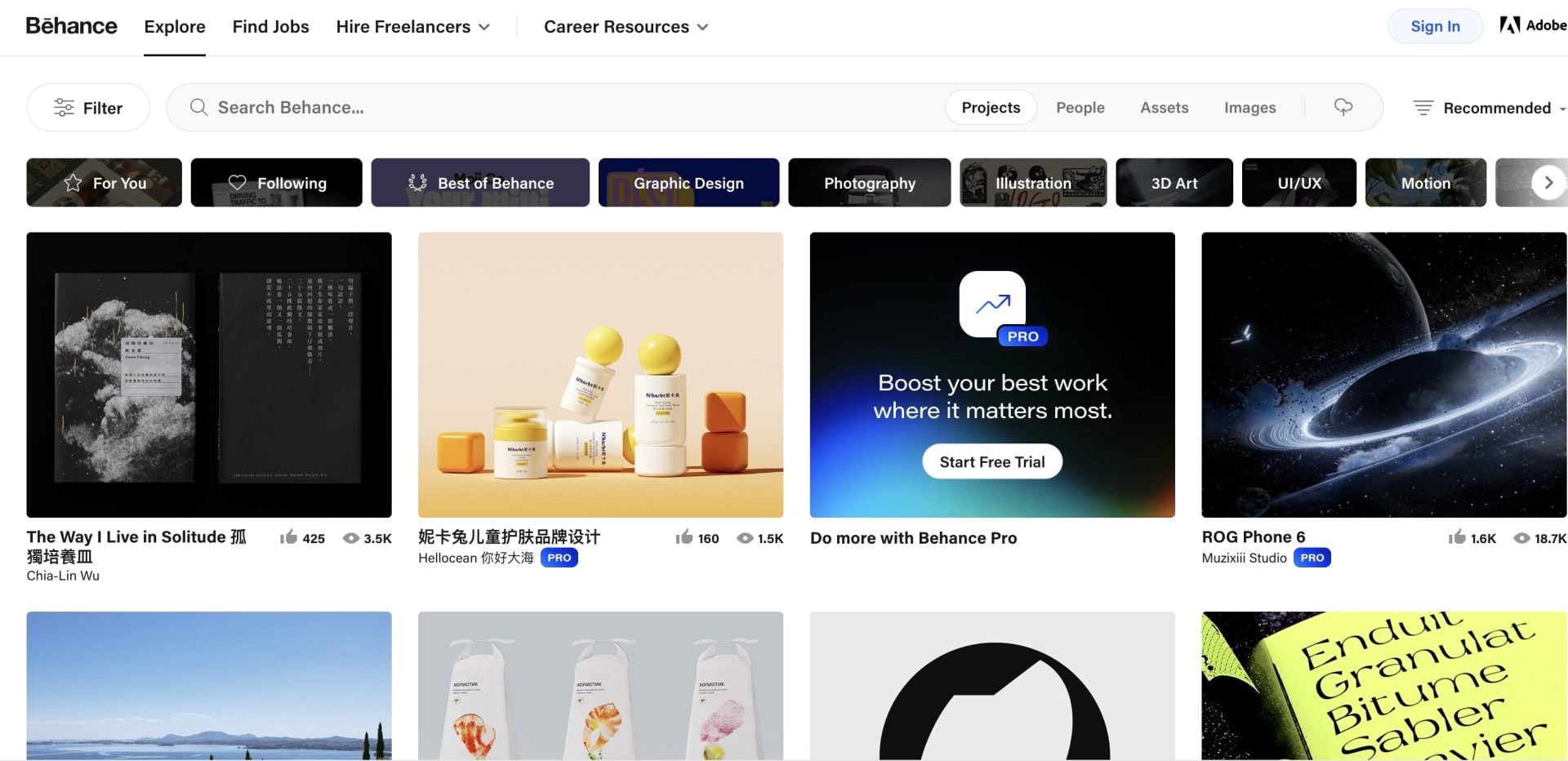 A screenshot of Behance