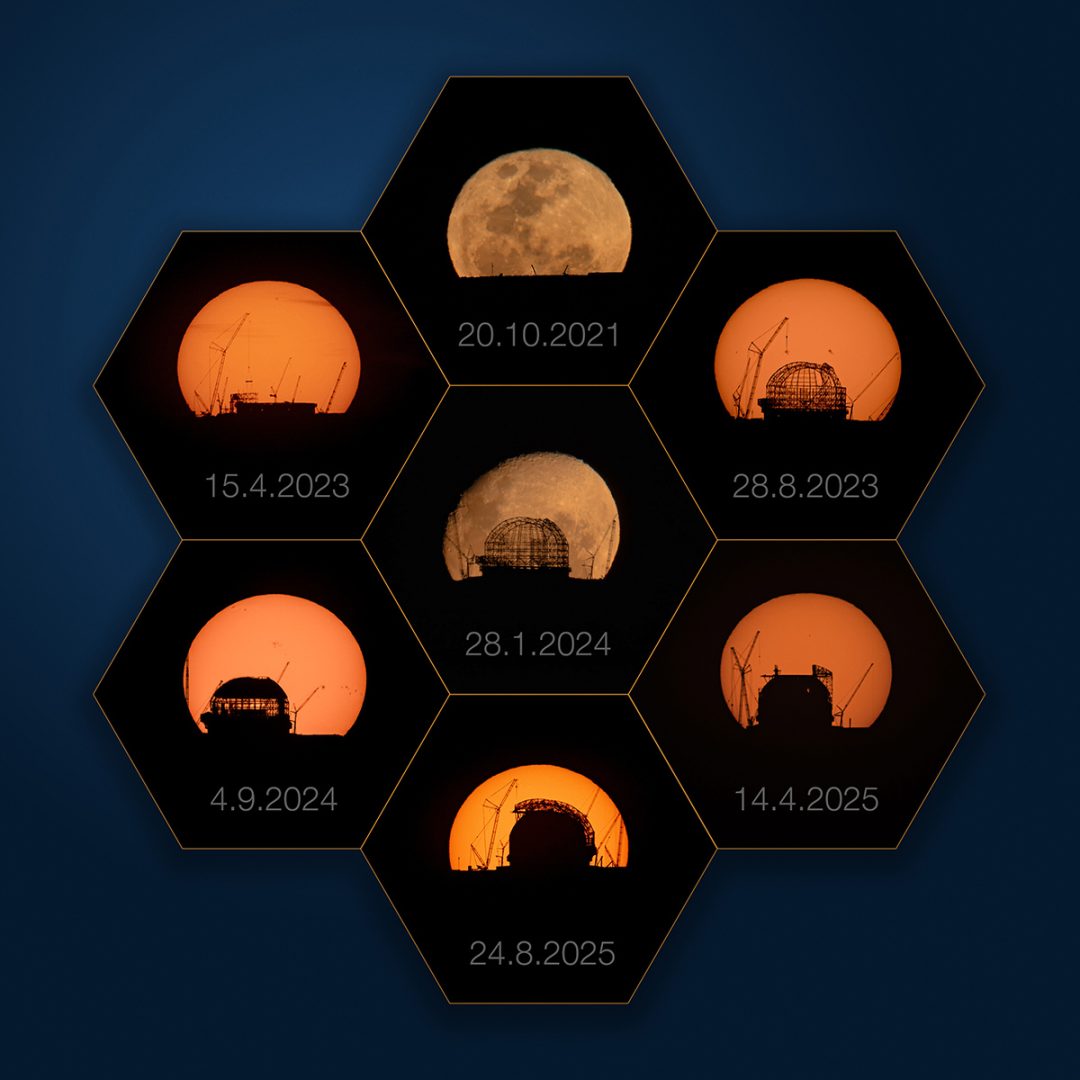 A montage of all seven images captured over 4 years. Credit: B. Häußler/ESO