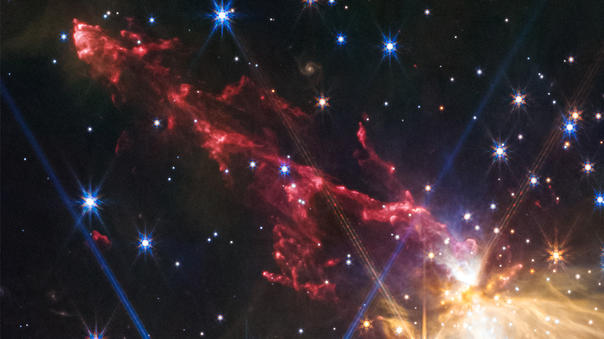 A close-up of the jet in Sh2-284. Credit: NASA, ESA, CSA, STScI, Y. Cheng (NAOJ), J. DePasquale (STScI)